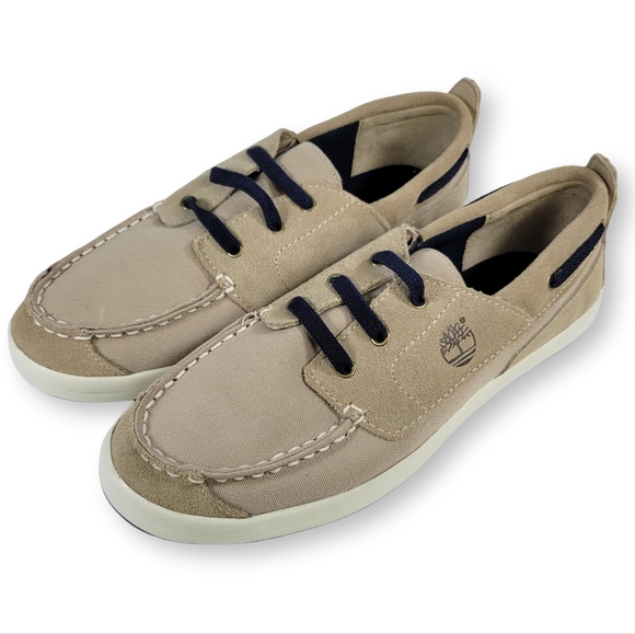 Timberland Shoes | Timberland Earthkeepers Mens Canvas Suede Slip on Boat Shoes Beige Size 5.5 | Color: Cream | Size: 5.5 | Goldengrabs456's Closet